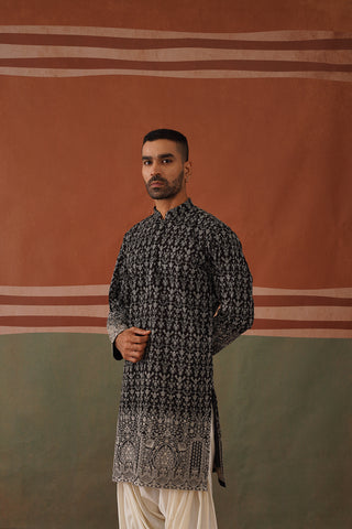 Darian - Black Embroidered Kurta Patiyala Set with dupatta