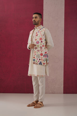 Navish - Open Multicolored Embroidered Jacket Set
