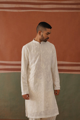 Aarit - Off White Embroidered Kurta Patiyala Set