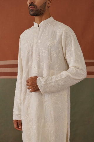 Aarit - Off White Embroidered Kurta Patiyala Set
