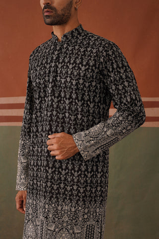 Darian - Black Embroidered Kurta Patiyala Set with dupatta