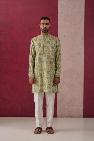 Iqbal - Green Embroidered Kurta Trouser Set