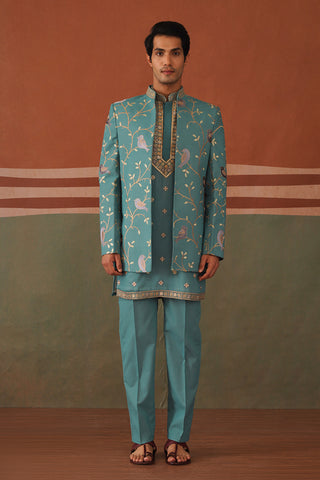 Faraz - Teal Open Jodhpuri Set