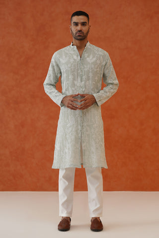 Ankit Powder Blue Zipper Short Kurta Set