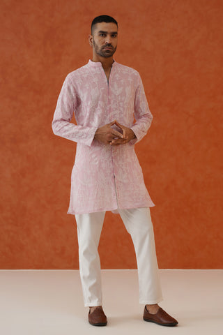 Aman Pink Zipper Short Kurta Set