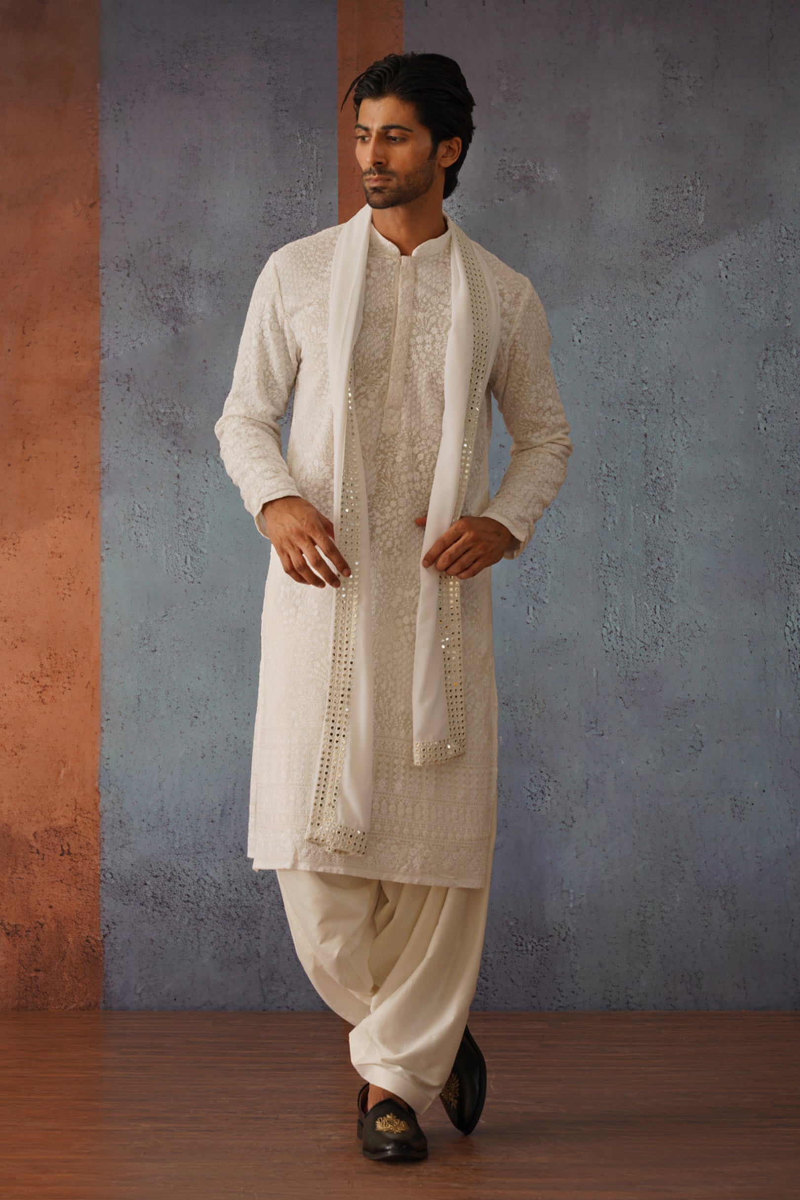 Ilqas Off White Patiyala Kurta Set - Main Image