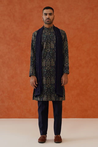 Surya Navy Kurta Set With Trouser And Dupatta