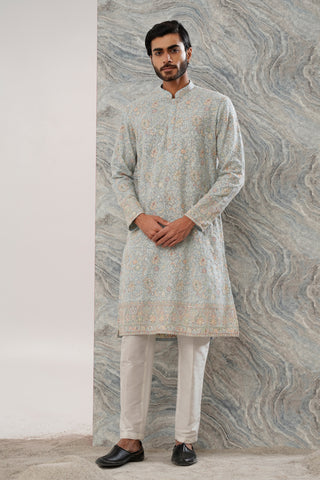 POWDER BLUE VISCOSE GEORGETTE SEQUINED KURTA