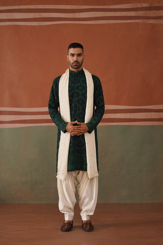 Munawar Faruqui in Zenith Embroidered Mehandi Green Kurta Patiyala Set With Dupatta