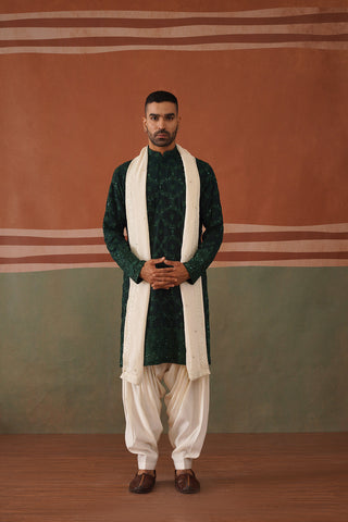 Rohan Shah in Zenith Embroidered Mehandi Green Kurta Patiyala Set With Dupatta