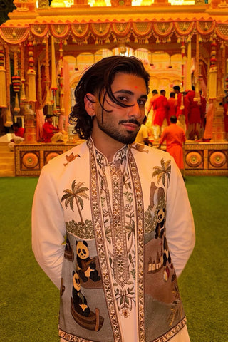 Orry in Panda Ivory Kurta Jacket Set with Pants
