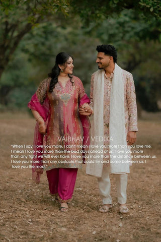 Cricketer Vaibhav Aroa in Phoolpankh Pink Kurta Set with Patiyala and Dupatta