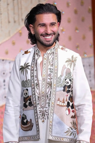 Orry in Panda Ivory Kurta Jacket Set with Pants