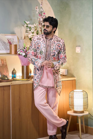 Ankit Chopra in Fountain Pink Jodhpuri Set with Pants