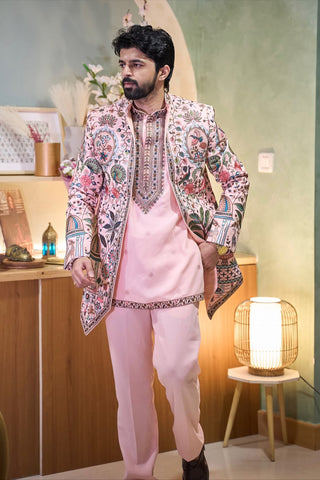 Ankit Chopra in Fountain Pink Jodhpuri Set with Pants