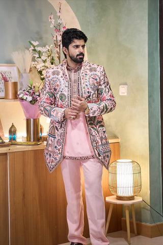 Ankit Chopra in Fountain Pink Jodhpuri Set with Pants