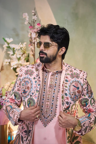 Ankit Chopra in Fountain Pink Jodhpuri Set with Pants