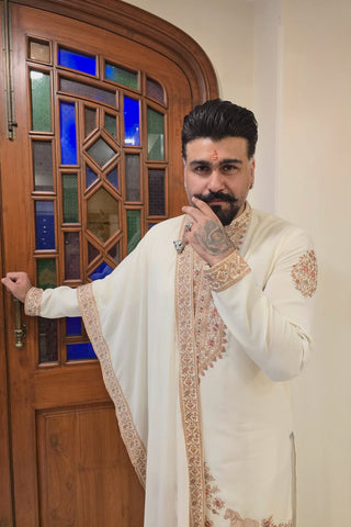Arya Babbar in Chaar Kadam Cream Kurta Set with Pants and Dupatta