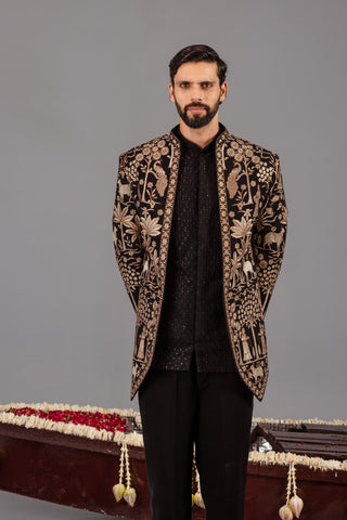 Pichwai Black Jodhpuri Set