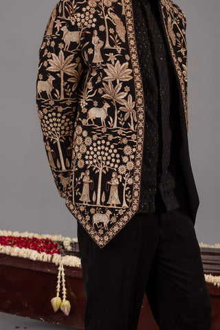 Pichwai Black Jodhpuri Set