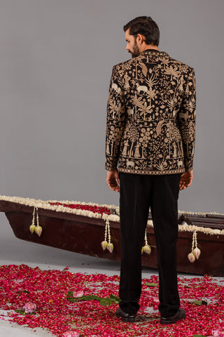 Pichwai Black Jodhpuri Set