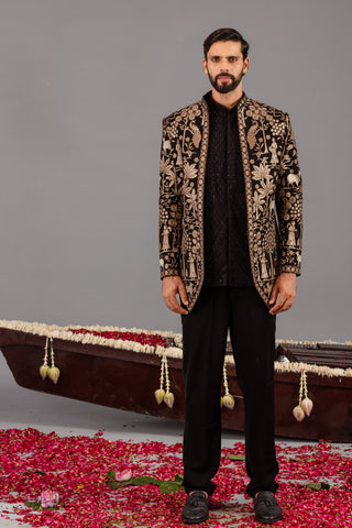 Pichwai Black Jodhpuri Set