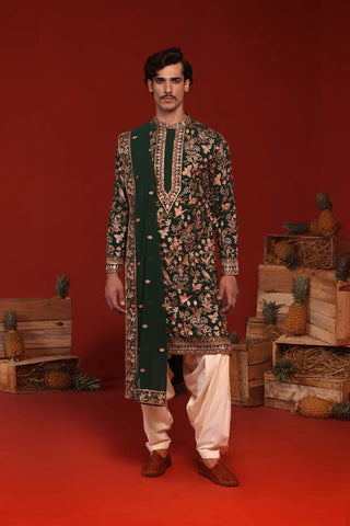 Sagar Bottle Green Kurta Set