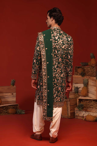 Sagar Bottle Green Kurta Set