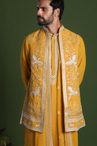 Aditya Haldi Kurta Set with Jacket and Dupatta