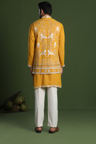 Aditya Haldi Kurta Set with Jacket and Dupatta