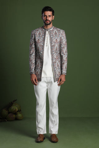 Nishant Ivory Mutlicolored Jodhpuri with short Kurta and Trouser