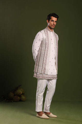 Kshitij White Jacket kurta set with trouser