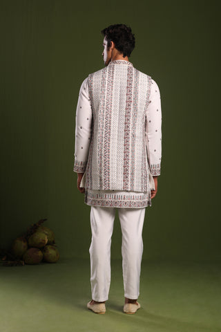 Kshitij White Jacket kurta set with trouser