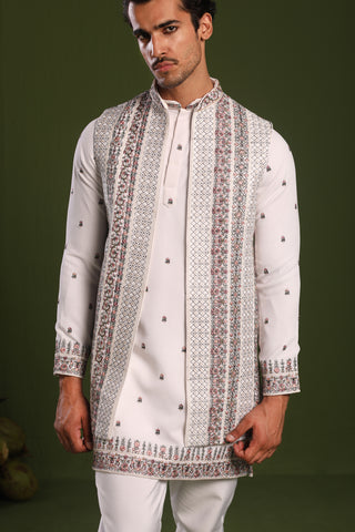 Kshitij White Jacket kurta set with trouser