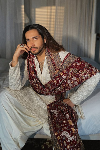 Siddharth Batra in Tajdaar Ivory Kurta Set with Patiyala and Dupatta