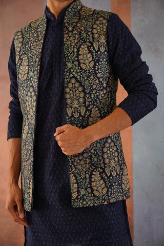 Taha - Midnight Blue Kurta Jacket Set