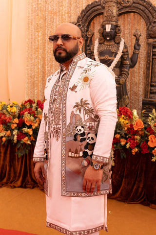 B PRAAK in Panda Ivory Kurta Jacket Set with Pants