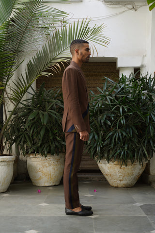 Gaman Brown Pure Linen Suit Set