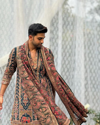 Sohail Mughal in Taranj Multi Kurta patiyala set with dupatta