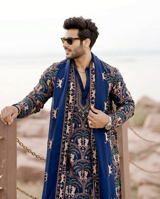 Gaurav Molri in Tanvith Navy Blue Kurta Set