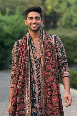 Sohail Mughal in Taranj Multi Kurta Patiyala Set with Dupatta