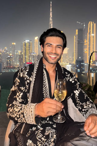 Gaurav Molri in Aryaman Black Kurta Set with Patiyala and Dupatta