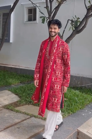 Ajay Reddy in Shikhar Maroon Kurta Set