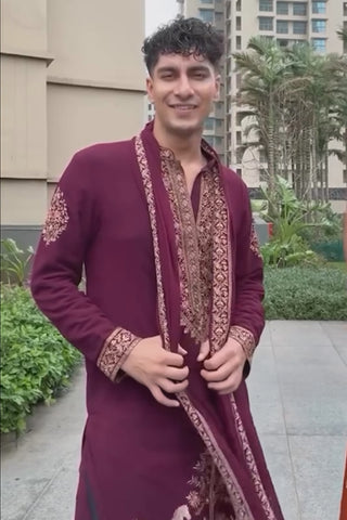 ASHISH BHATIA in Chaar Kadam Wine Kurta Set