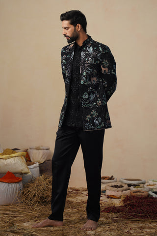 PRABAL BLACK JODHPURI SET