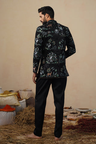 PRABAL BLACK JODHPURI SET