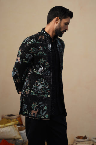 PRABAL BLACK JODHPURI SET