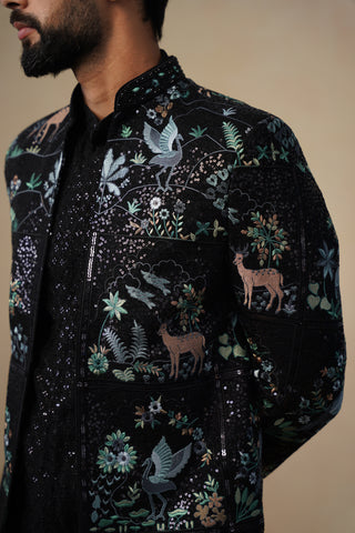 PRABAL BLACK JODHPURI SET