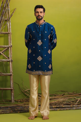 FIZA ROYAL BLUE SHORT KURTA SET