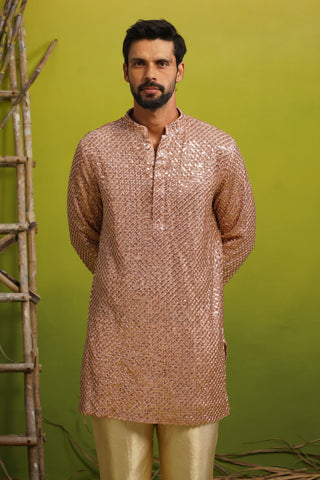 VED CUTDANA PINK SHORT KURTA SET